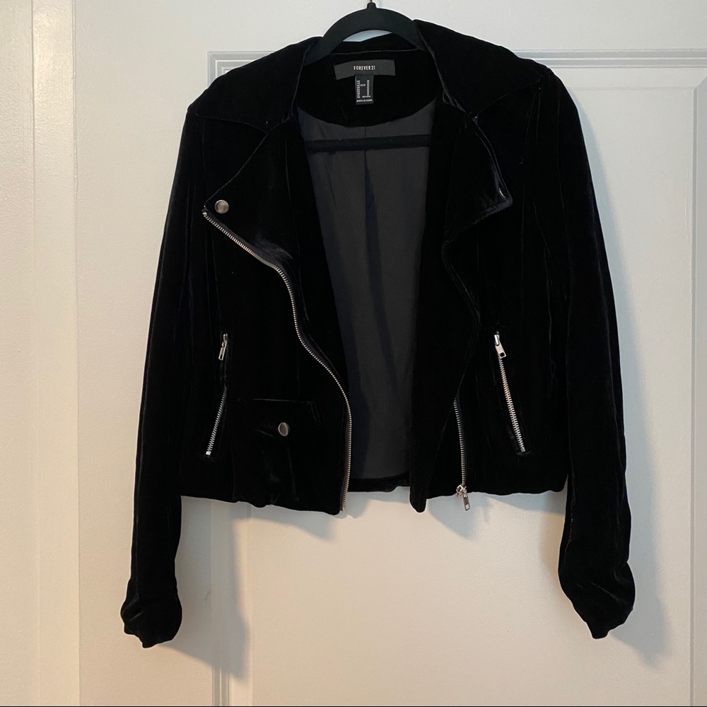 Forever 21 Velour Moto Jacket